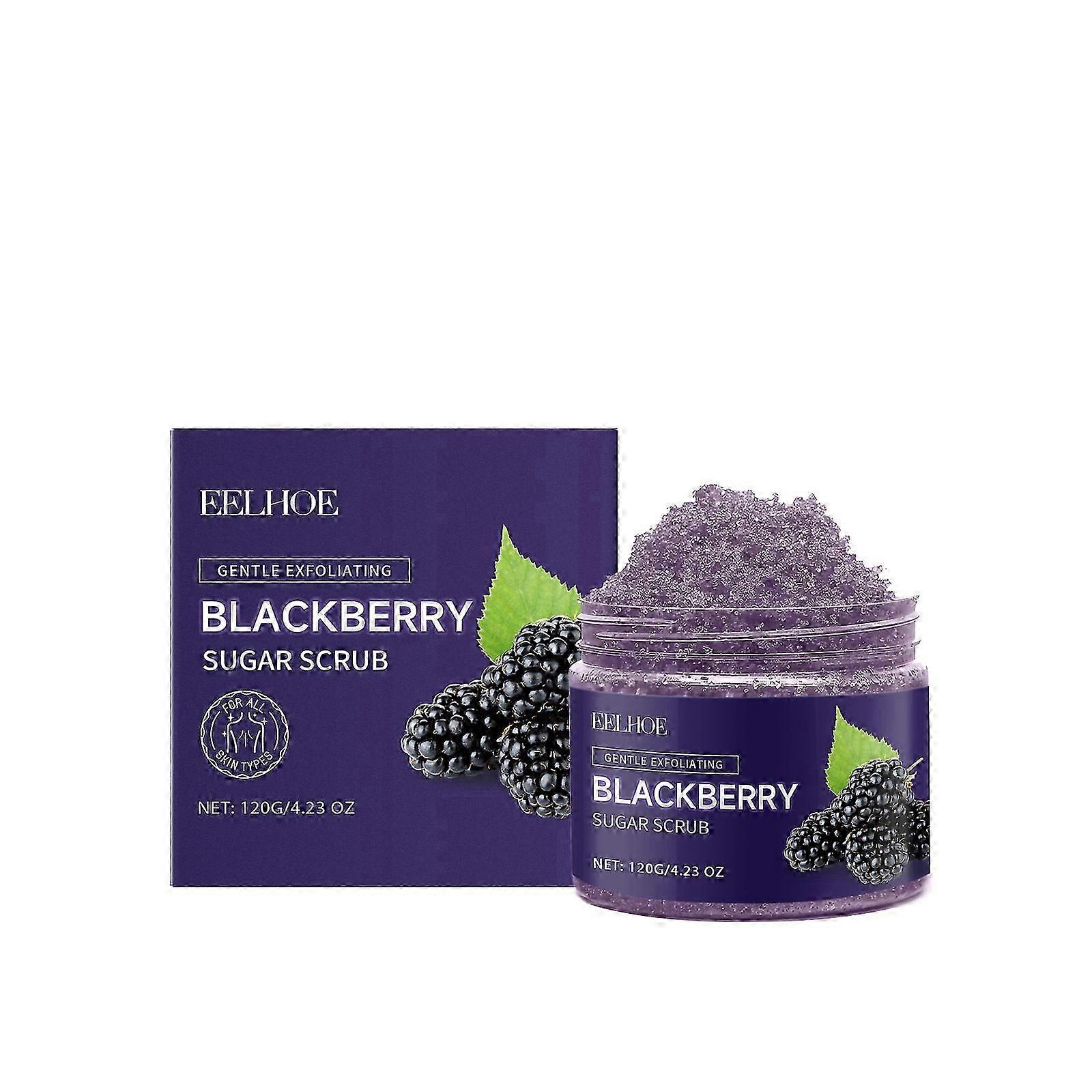 EELHOE blackberry sugar body scrub, gentle cleansing, exfoliating, smooth skin, hydrating, and moisturizing scrub