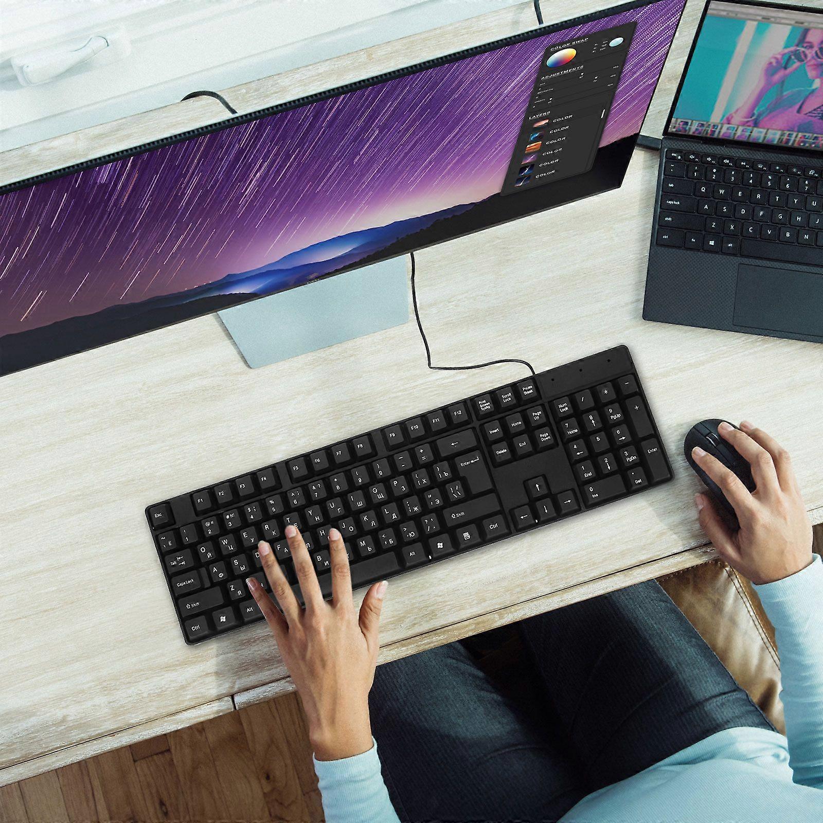 Office Keyboard Wired USB Russian Character Desktop Computer Keyboard Supply