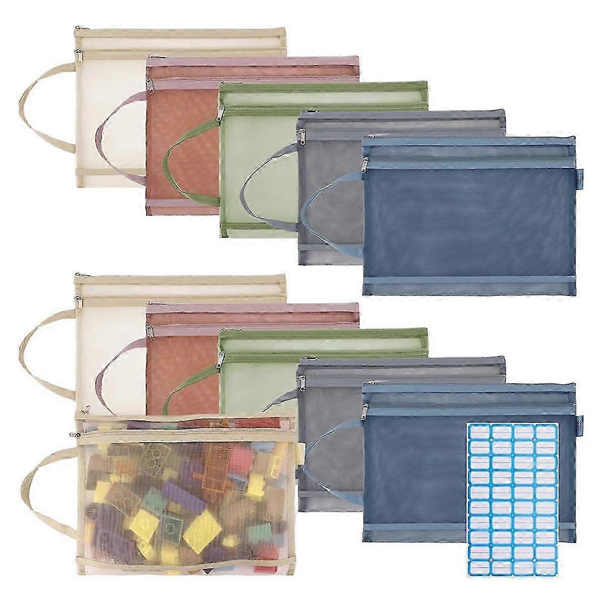 10-Pack Mesh Zipper Bags, Double Wall Nylon Mesh Bags