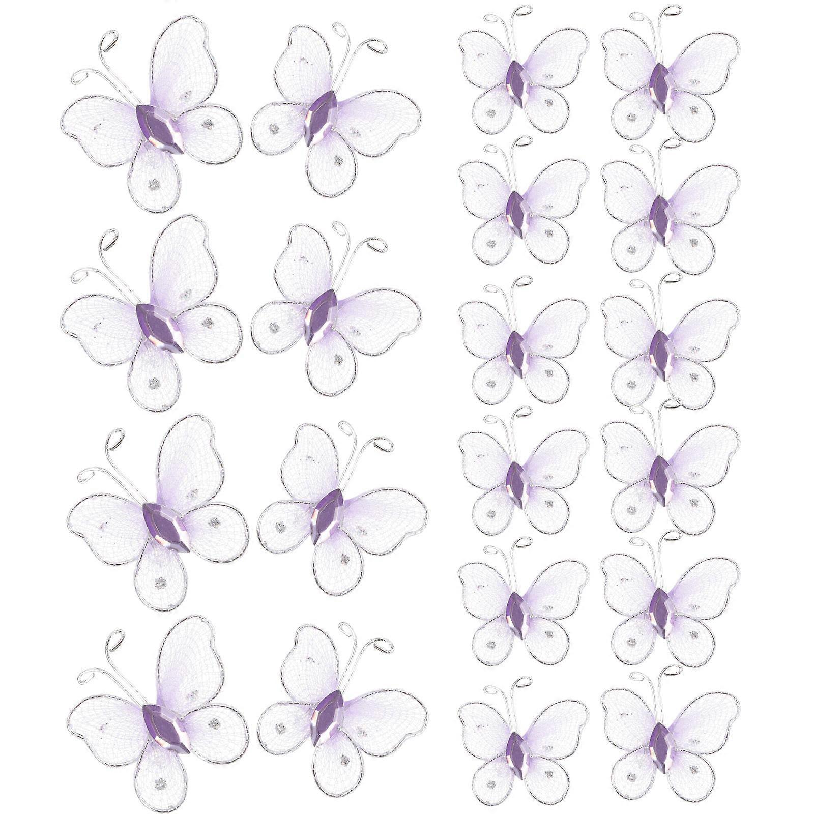 50Pcs Butterflies Decorative Ornaments for Home Decor Weddings Parties Violet Metal Fabric Cleaning