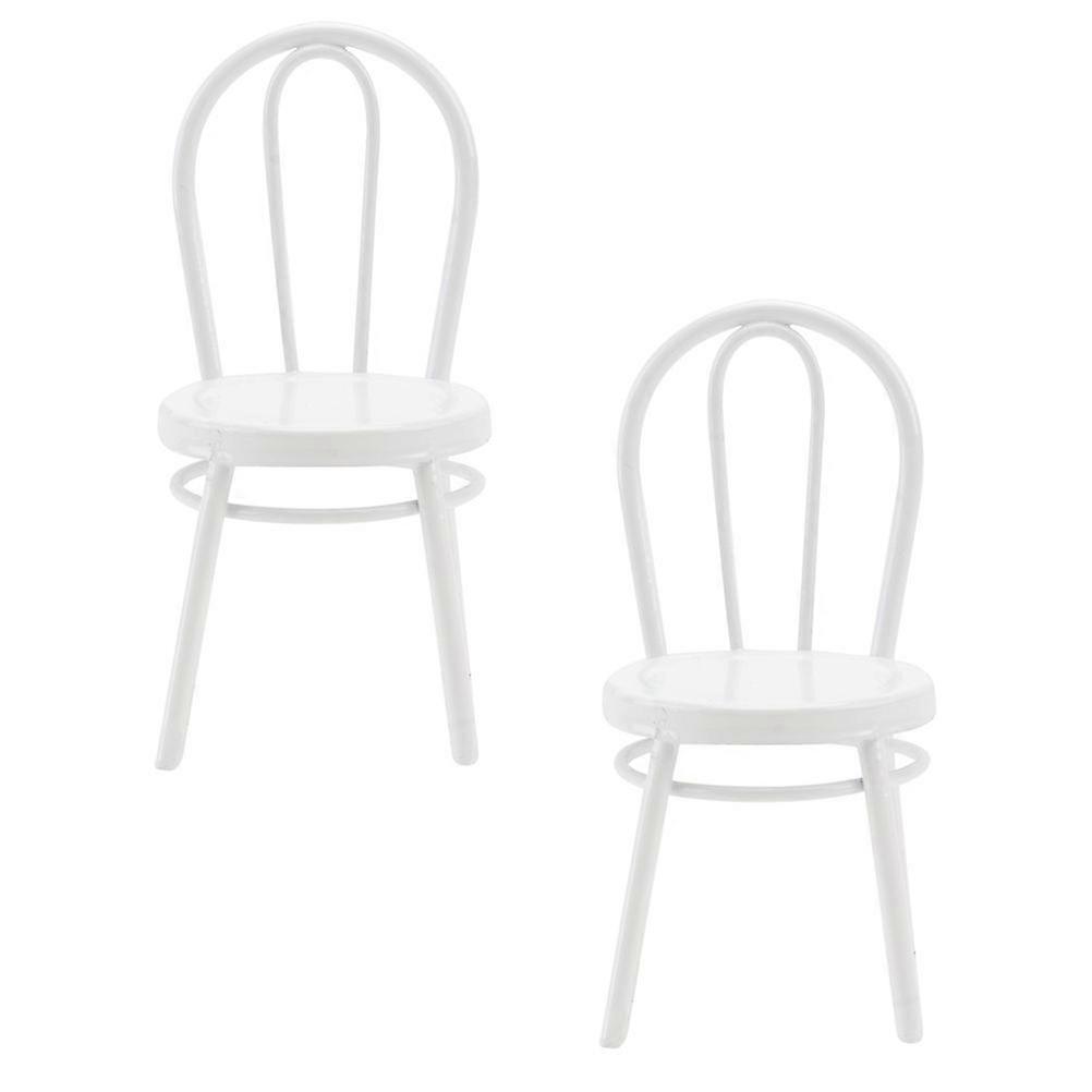 Mini Iron Artificial Chair Decorative Emulation Chairs for Decoration 2Pcs
