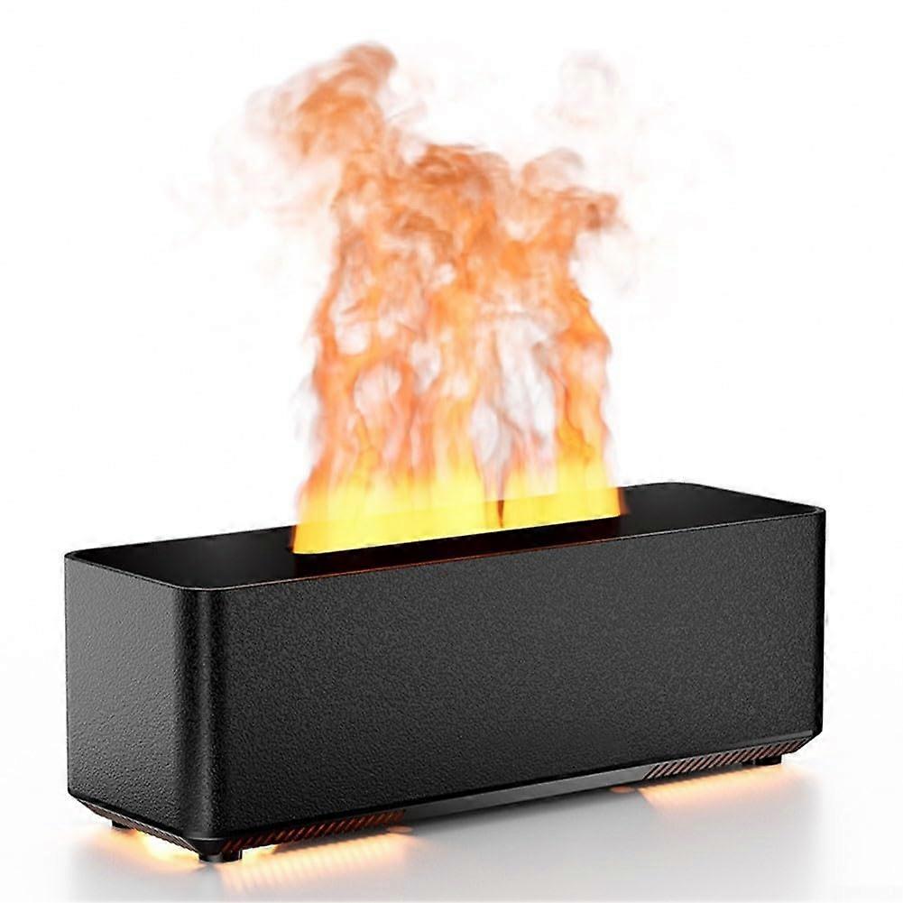 Flame Diffuser Humidifier Auto Off 280ml Essential Oil Diffuser With Fire Flame Effect Black For Home Office Spa Gym