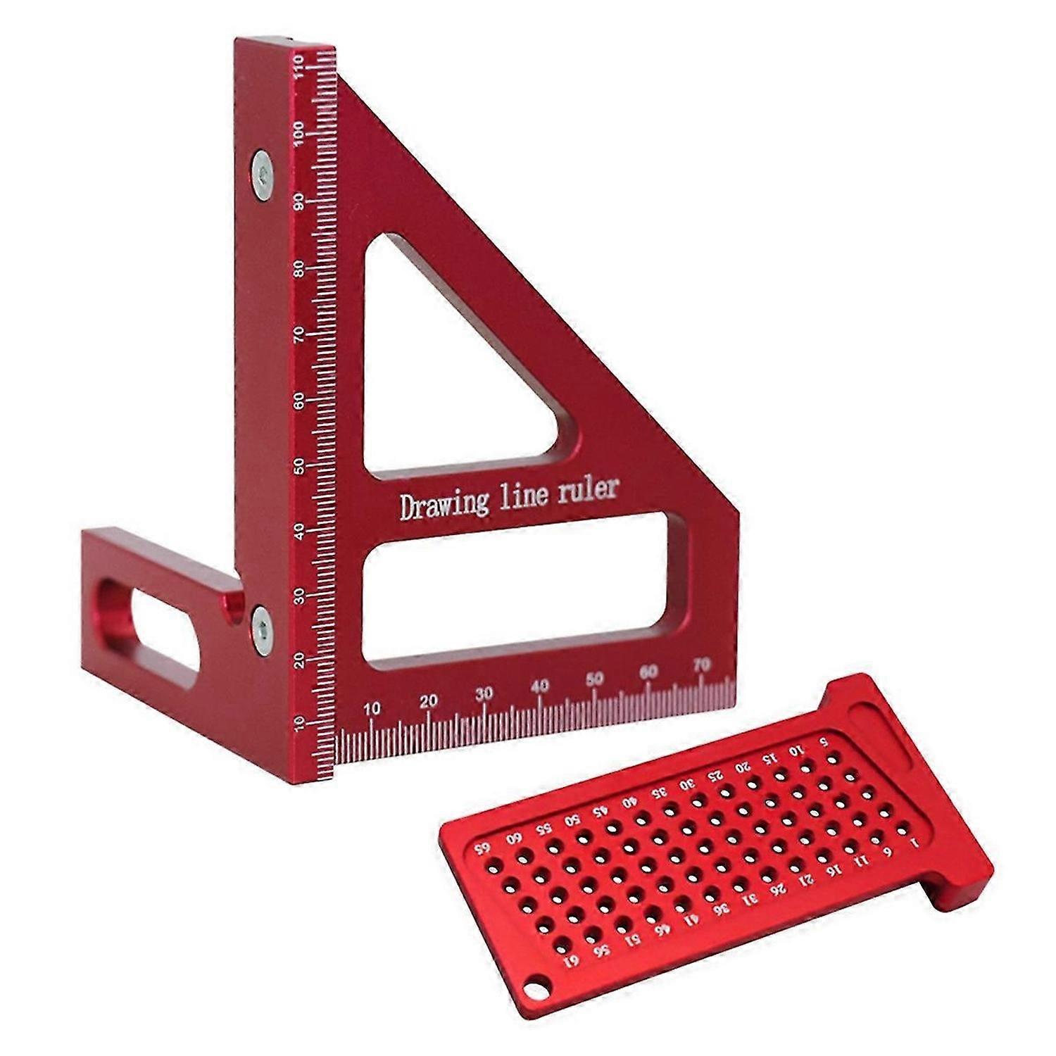 2Pc Multi-Angle Miter Triangle Ruler & T-Square Hole Scribing Ruler-A