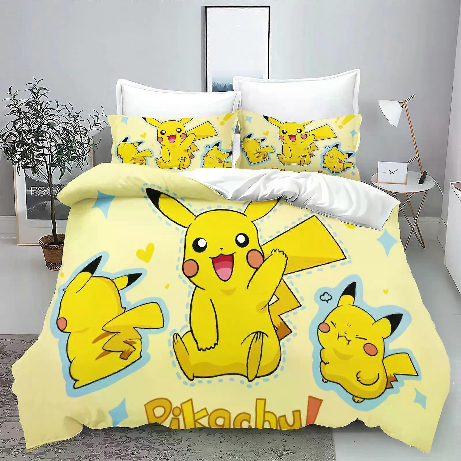 TE2999 Pika-chu Duvet Cover Set Universal, Suitable For Children And Adults Bedding Comforter Sets King Size Double
