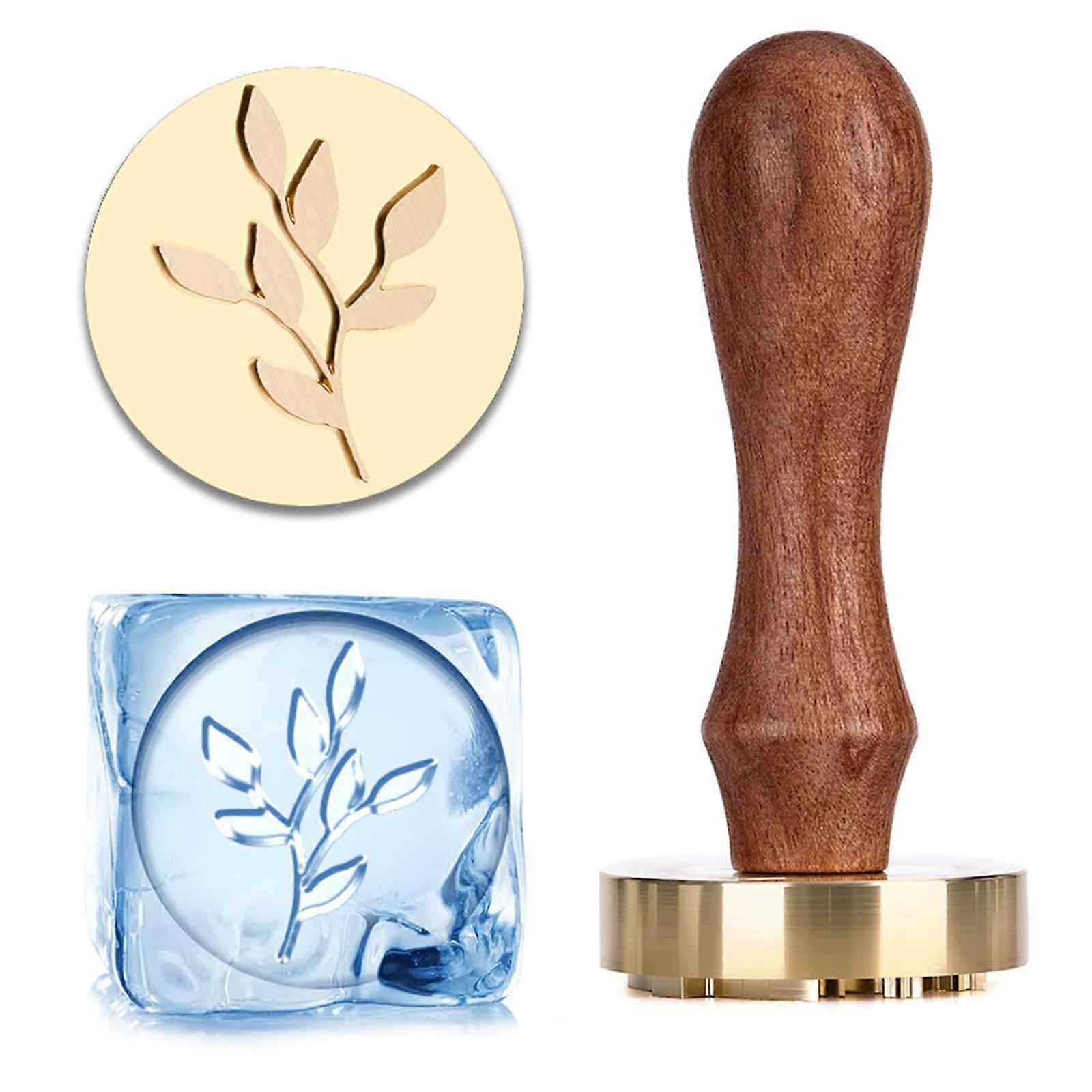 Wood Handle Ice Stamper Ice Engraving Tool With Intricate Carved Pattern For Cocktails Chocolate Desserts Embossing Multicolor