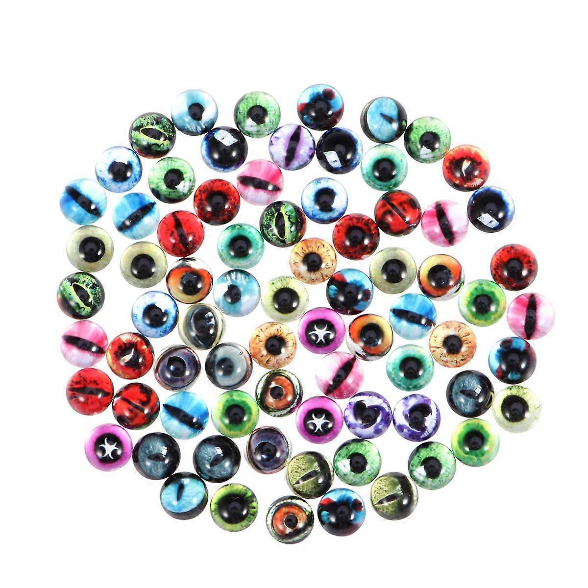 Round Glass Circle Animal Eye Stone for Jewelry Making Findings in Assorted Color Suitable for Scrapbooking 50Pcs