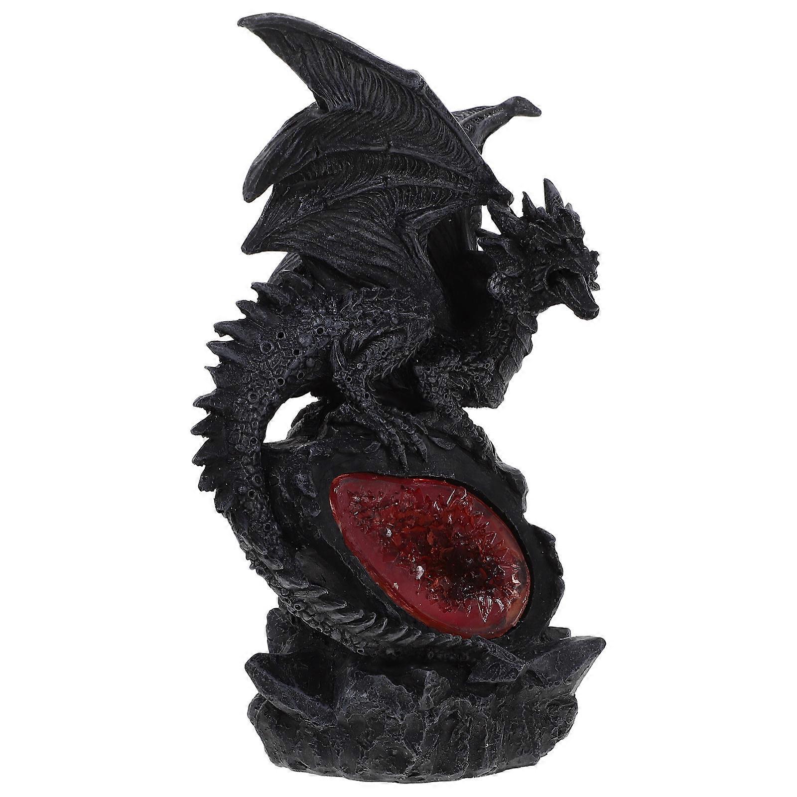 Dragon Statue Resin Battle Ornament for Room Display Black Resin