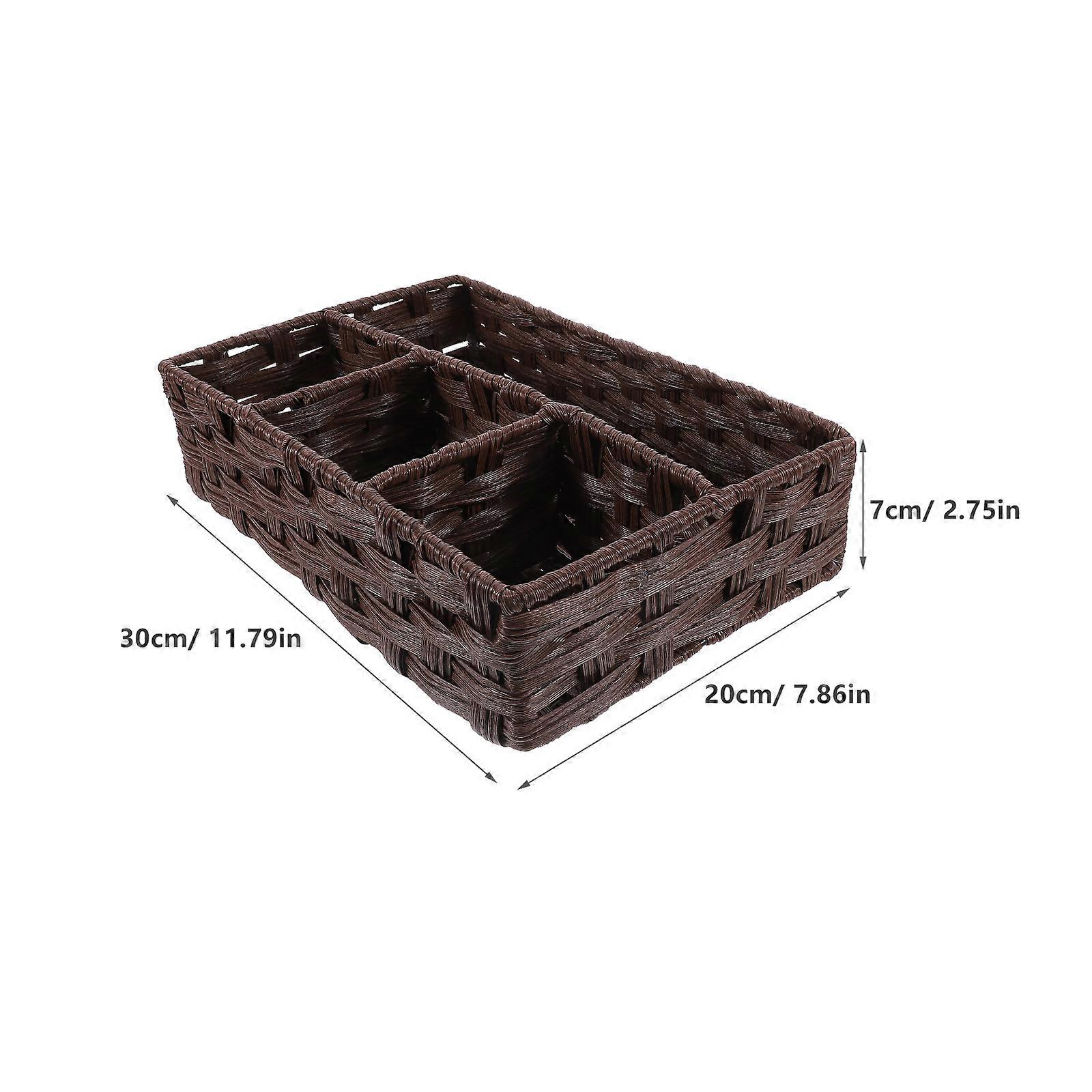 Multi-Compartment Classification Woven Basket for Bathroom Coffee Pp and Iron Material with Storage Function 1Set