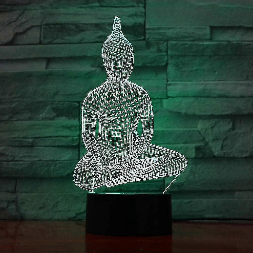 Wekity Sitting Buddha Lights 3d Lamp 7 Acrylic Lamp As Home Decorations Lights Kids Student Father's