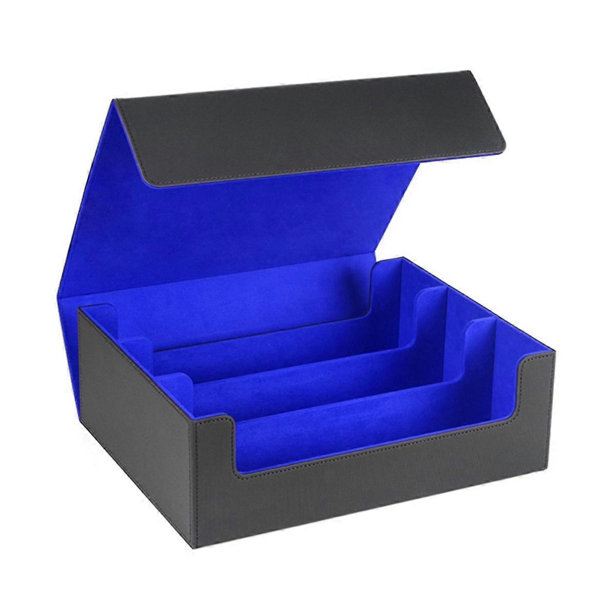 Card Storage Box for Trading Cards,1800+ PU Card Deck Case,Black+Blue