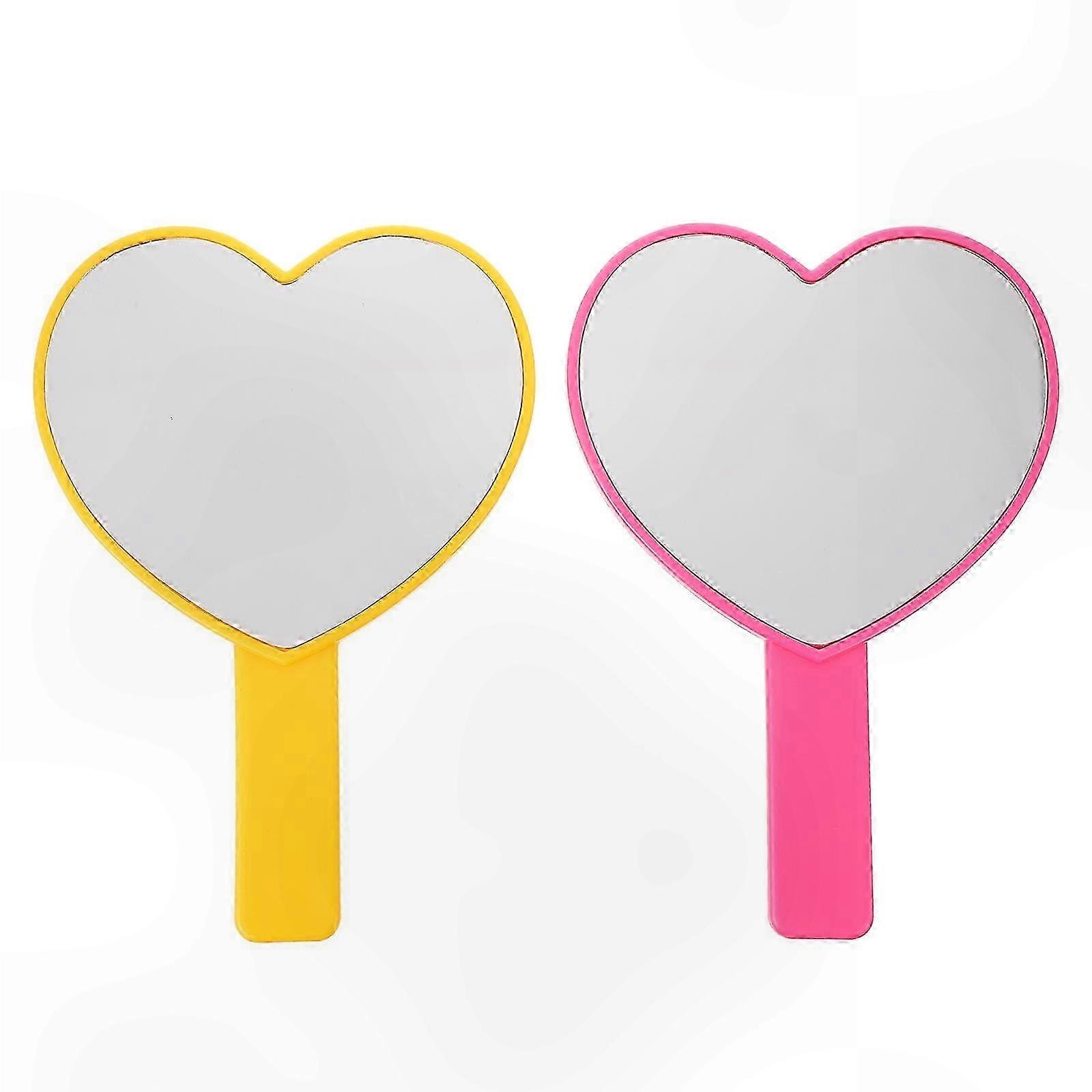 Heart-Shaped Portable Cosmetic Mirrors for Travel (Set of 2)
