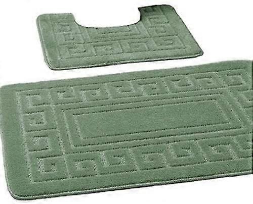 2 Piece Bath Mat Set Non-Slip 13 Colours (Green)