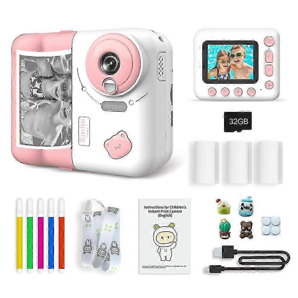 Instant Kids Photo Camera, 1080P 2.4'' Instant Print Camera for Kids with Thermal Printing Paper, Ages 3-12, Pink 2025