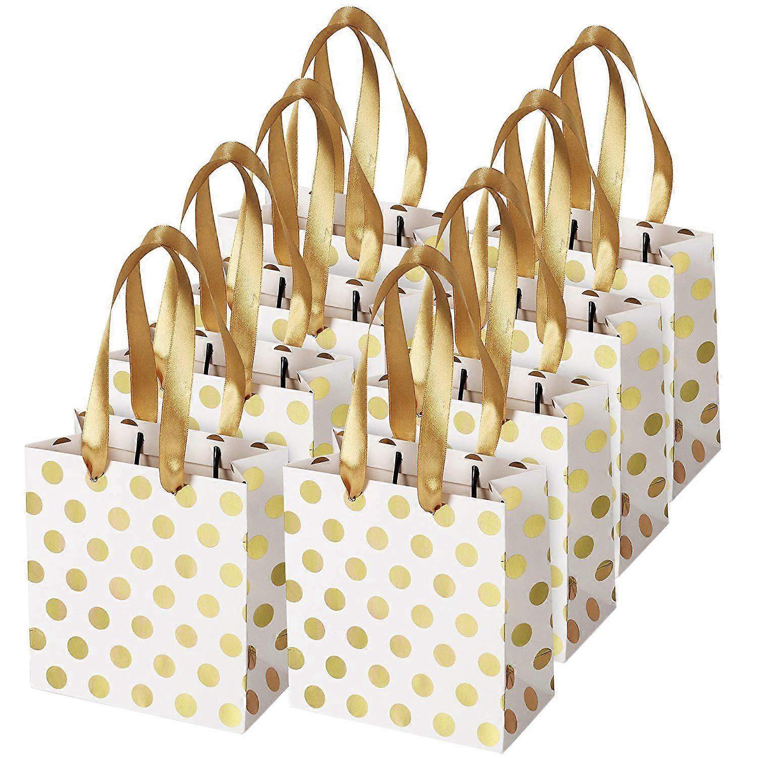 with Ribbon Handles(Metallic Dots 8 Pack Bulk)