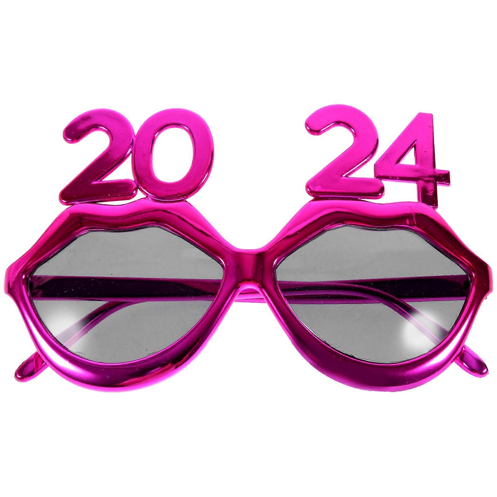 2024 New Year Glasses Decorative Eyeglass Prop for Party Use Rosy