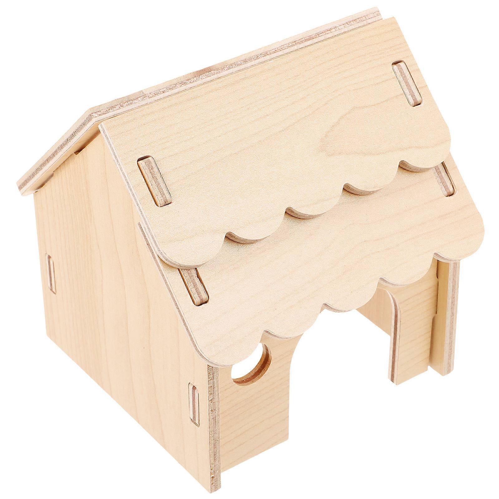 Hamster Hideout Cage House Ideal For Guinea Pig And Squirrel With Brown Color For Hiding And Sleeping 4Pcs