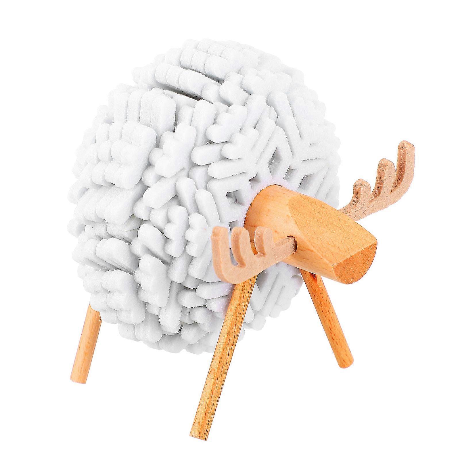 Cute Coaster Set Sheep Table Decorations Water Absorption Wood Material 1Set