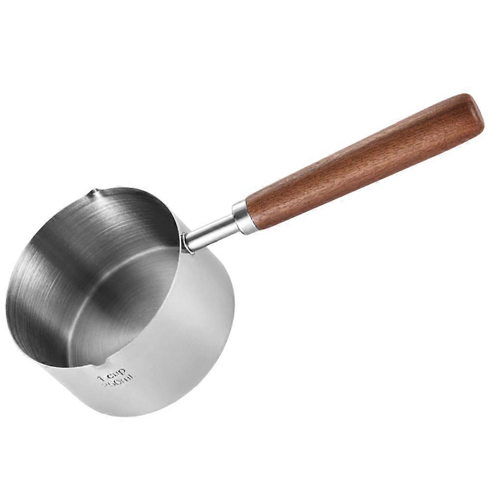 Small Saucepan Stainless Steel for Cooking with Wood Handle 4Pcs Set