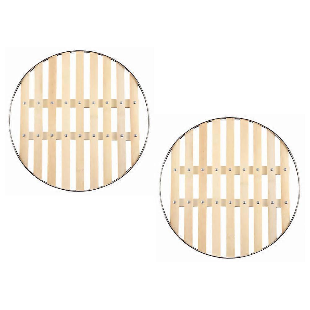 Bamboo Steaming Rack for Kitchen 2Pcs Round Food Steamer Rack Holder