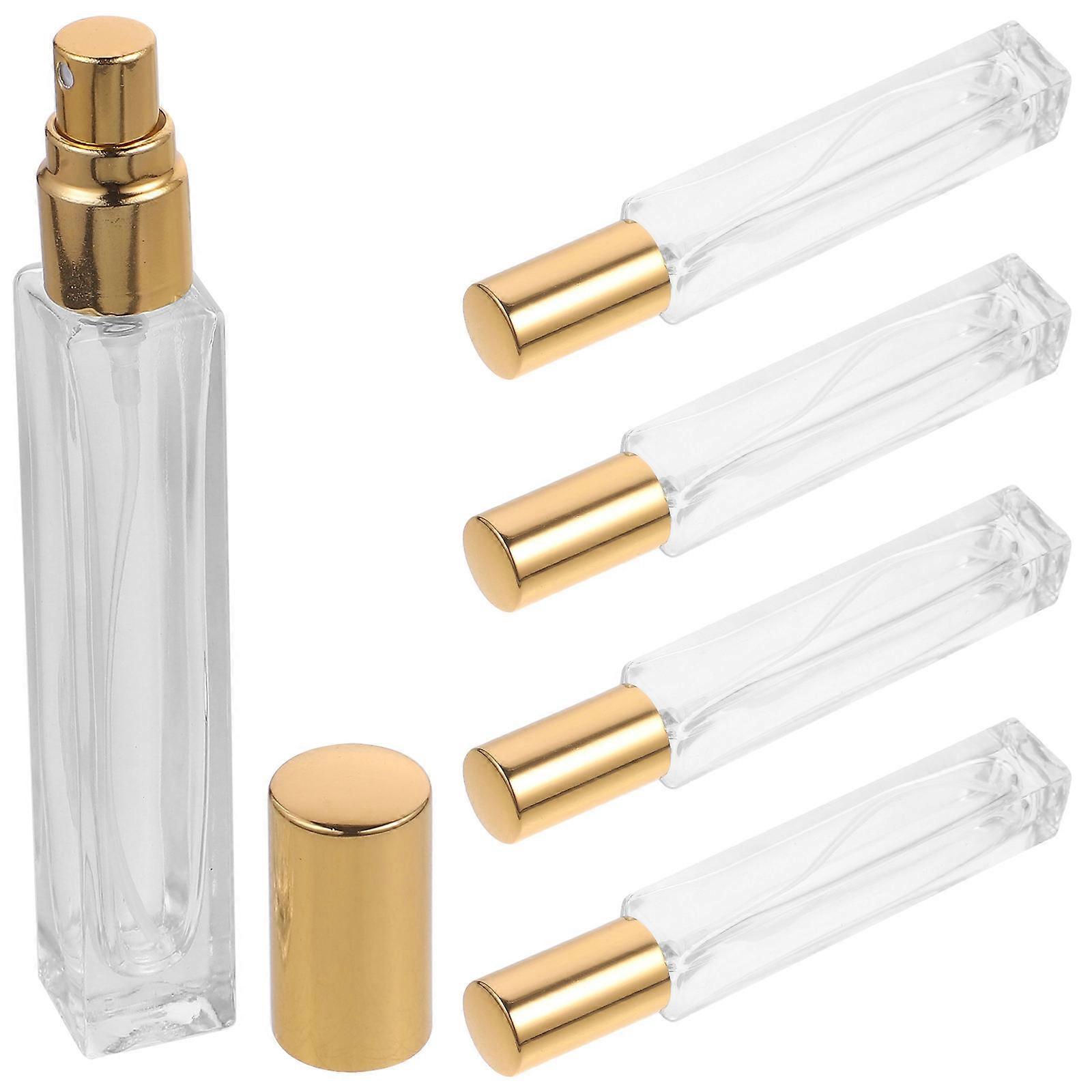 Refillable Perfume Spray Bottles Glass Containers for Storage 10Pcs Golden Lid