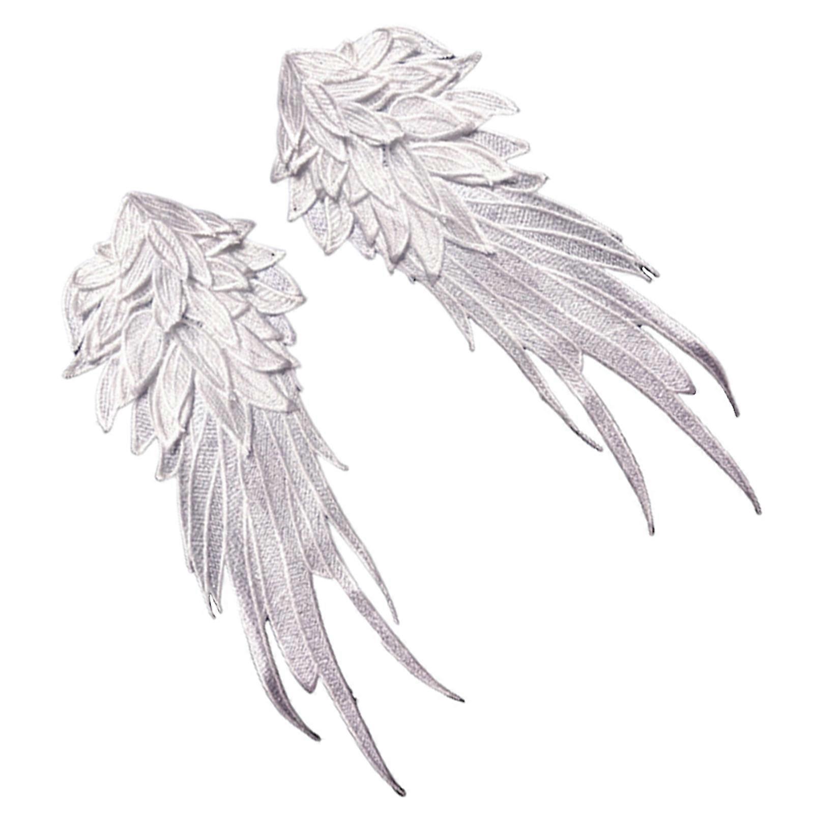 Wing Costume Embroidered Sew on Patch for Cosplay 2Pairs White