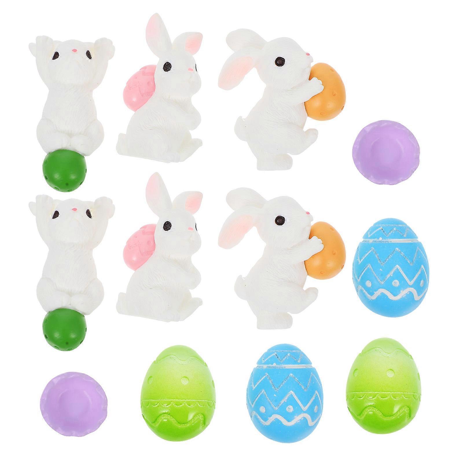 Rabbit Ornament Resin Miniature Bunny Figurines for Easter 60Pcs