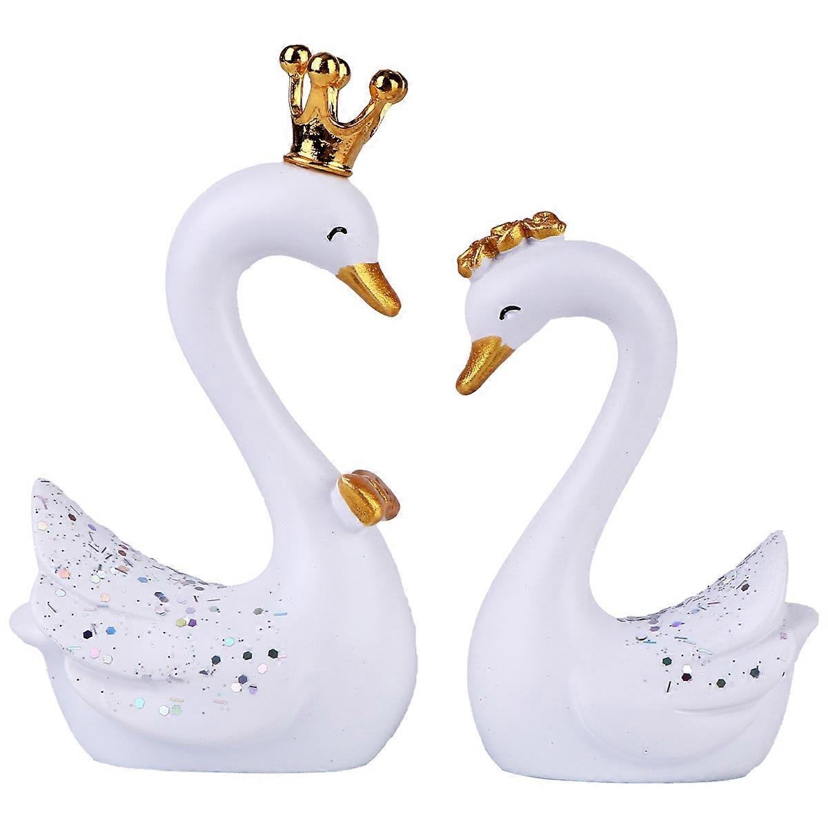 Cake Decoration Crown Swan Set for 2Sets Practical Car Or Cake Usage