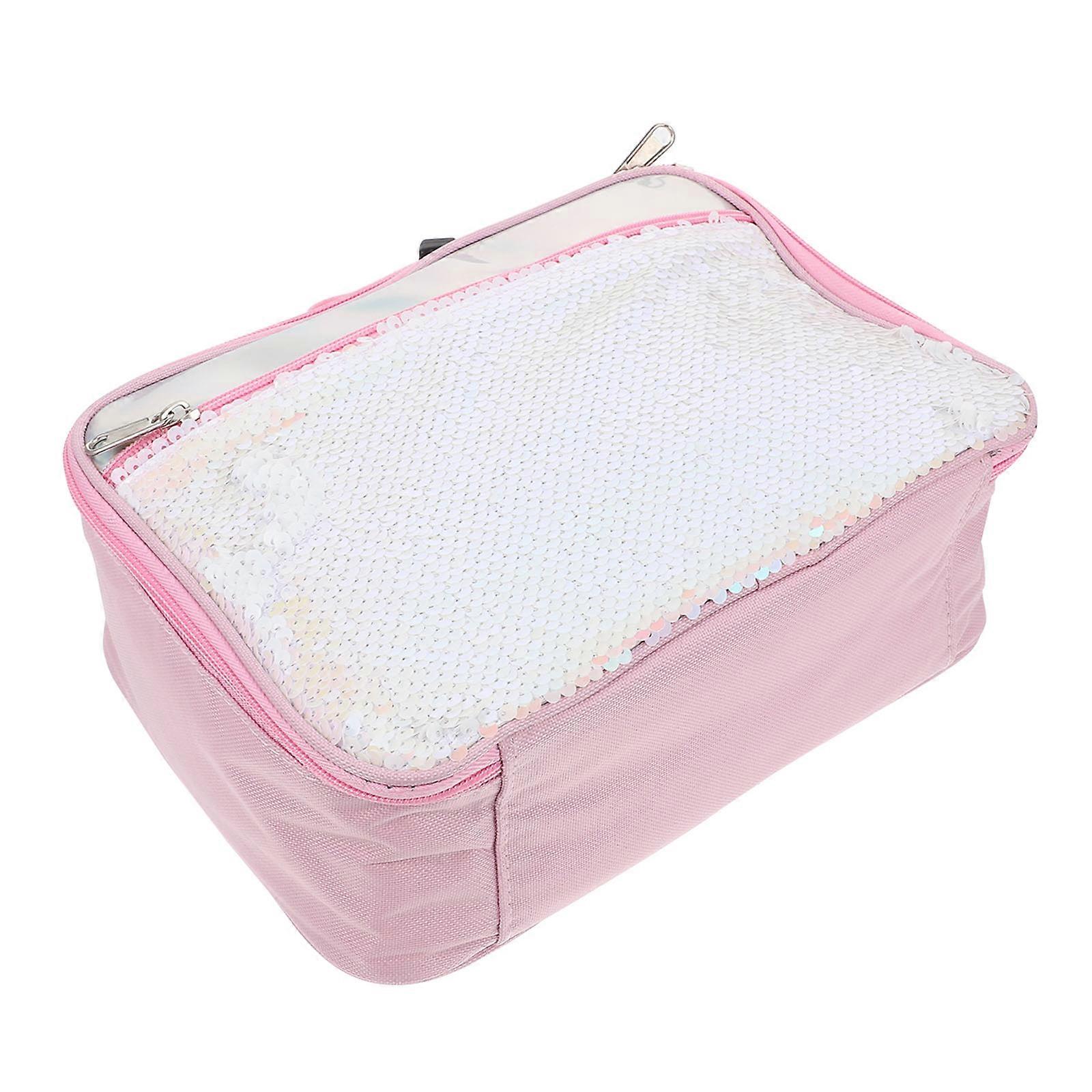 Bento Bag Sequins Decor Portable Bento Box for Storage 2Pcs Pink
