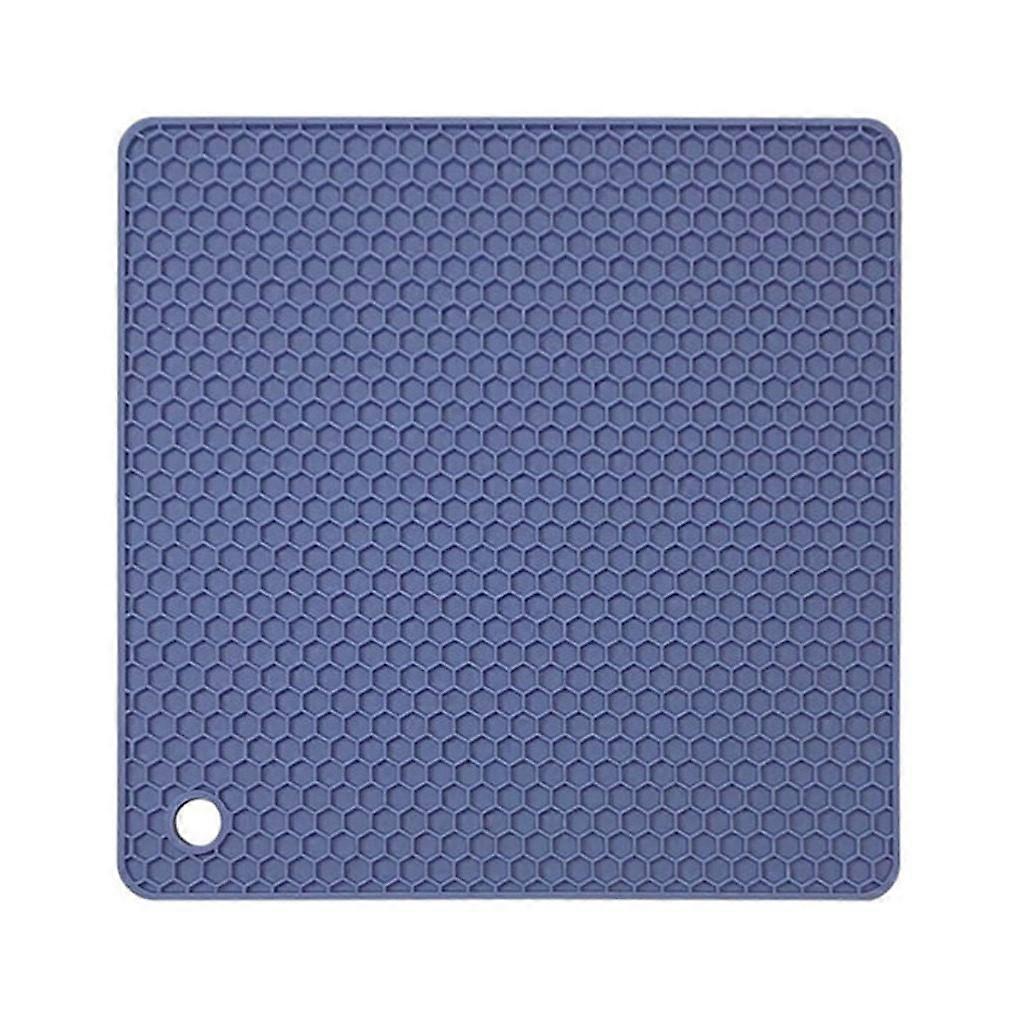 ADVEN Heats Insulation Table Mat Dish Plate Pot Pad Square Coaster Nonslip Placemat Desk Countertop Protector Kitchen Draining Gray Blue