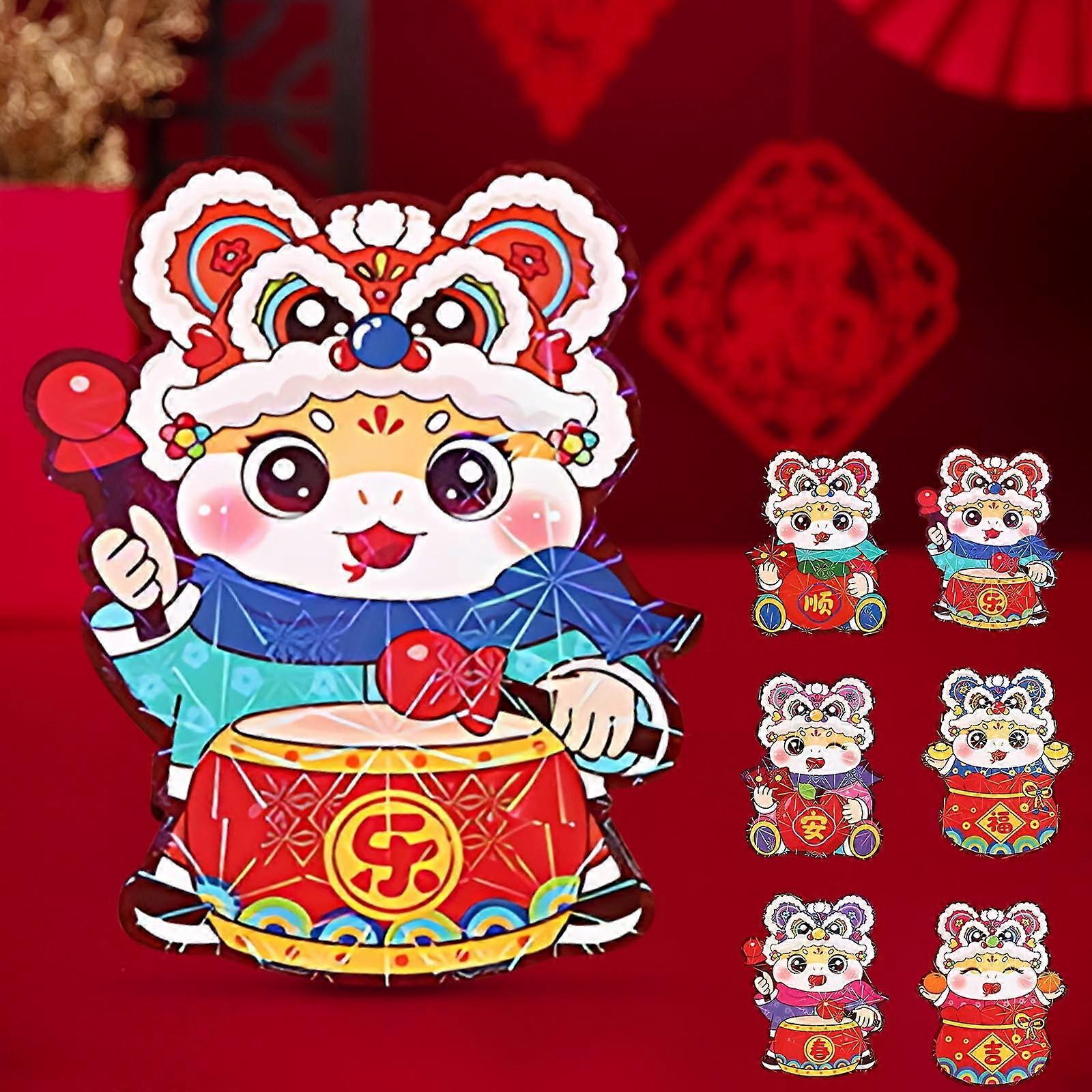 YMARPT 6PCS Chinese New Year Red Envelopes 2025, compatible with Snake Year, Cute Cartoon Design Red Packets