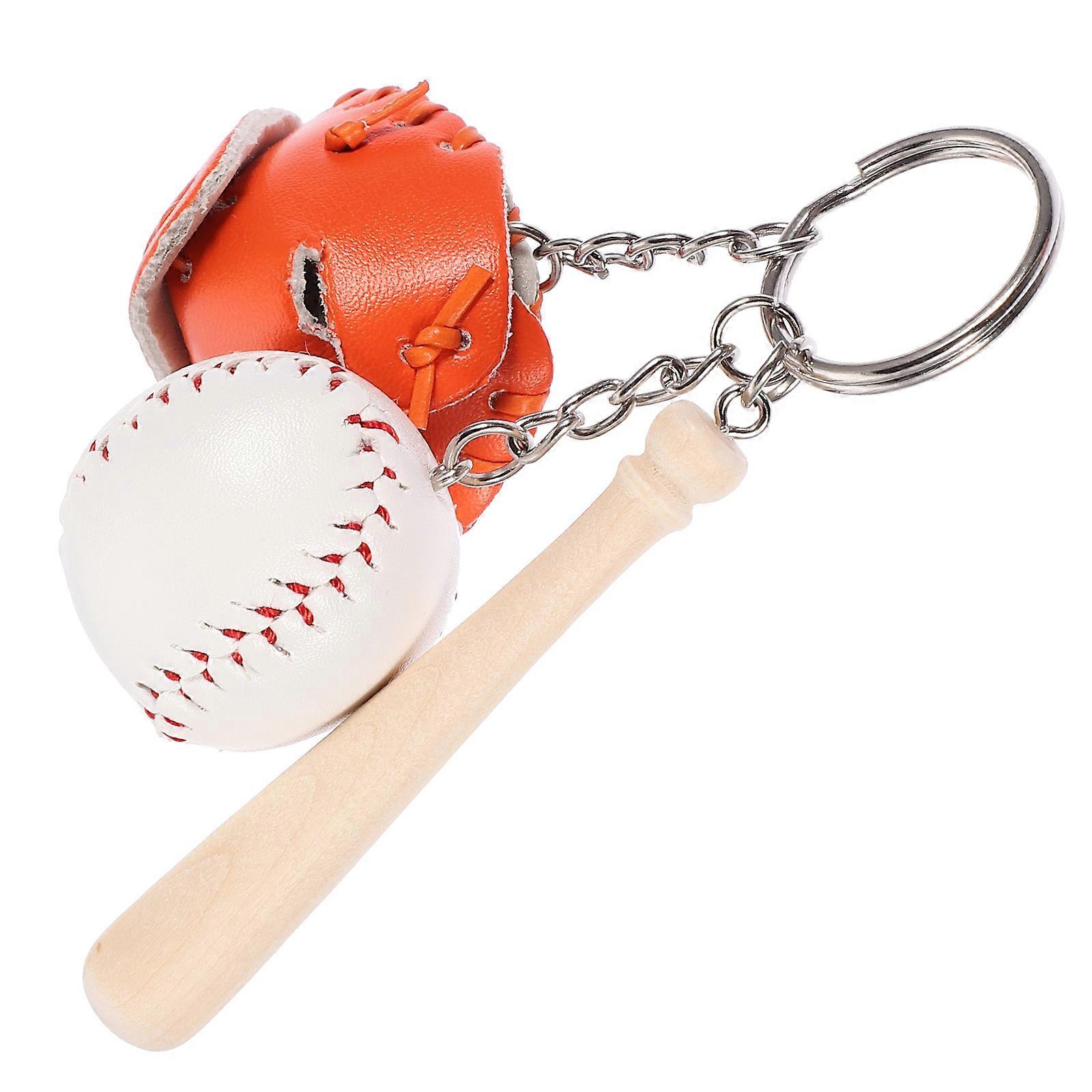 Sports Key Chain Baseball Keychains for Decoration 4Pcs Orange