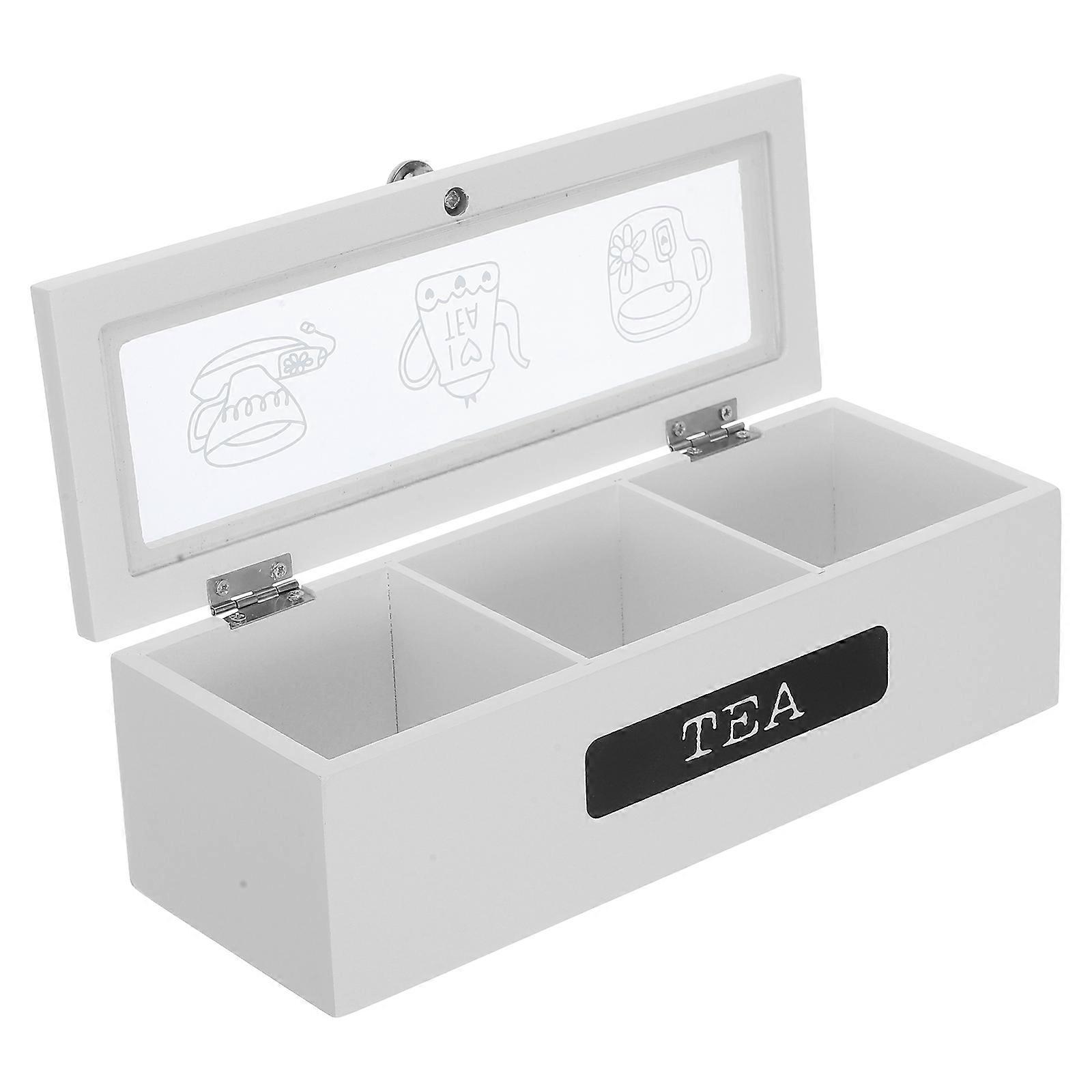 Wood Tea Bag Box Organizer with Multiple Compartments 2Pcs for Tea Storage