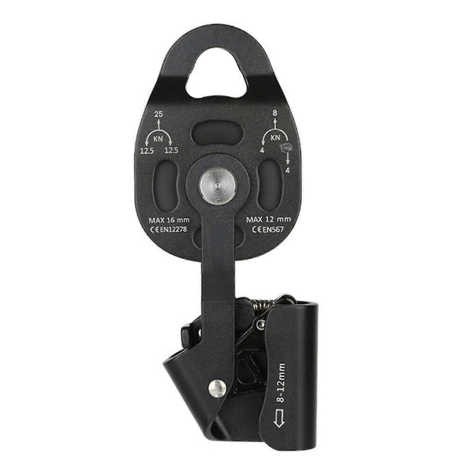 Pulley SelfLocking Mechanism, Heavy Hauling Lifting System, Load Limit 400 Kg (882 Lbs), Black