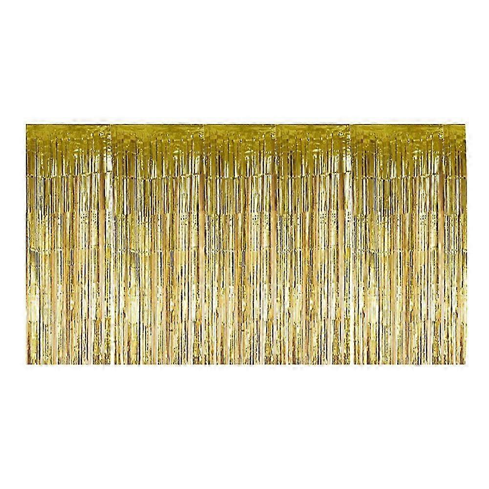 Decorative Tassel Table Skirt for Rectangular Round Table Birthday Wedding Party (Golden)