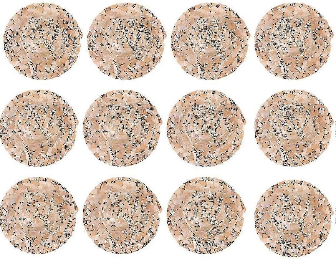 12pcs μίνι καπέλο καπελών άχυρου 8cm φυσικό πλεκτό καπέλο καπελών