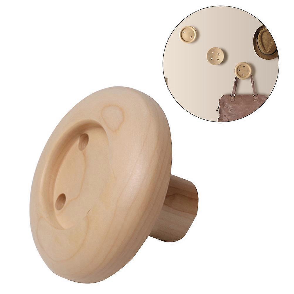Hanging Clasp Wooden Button Coat Hooks for Wall 2Pcs