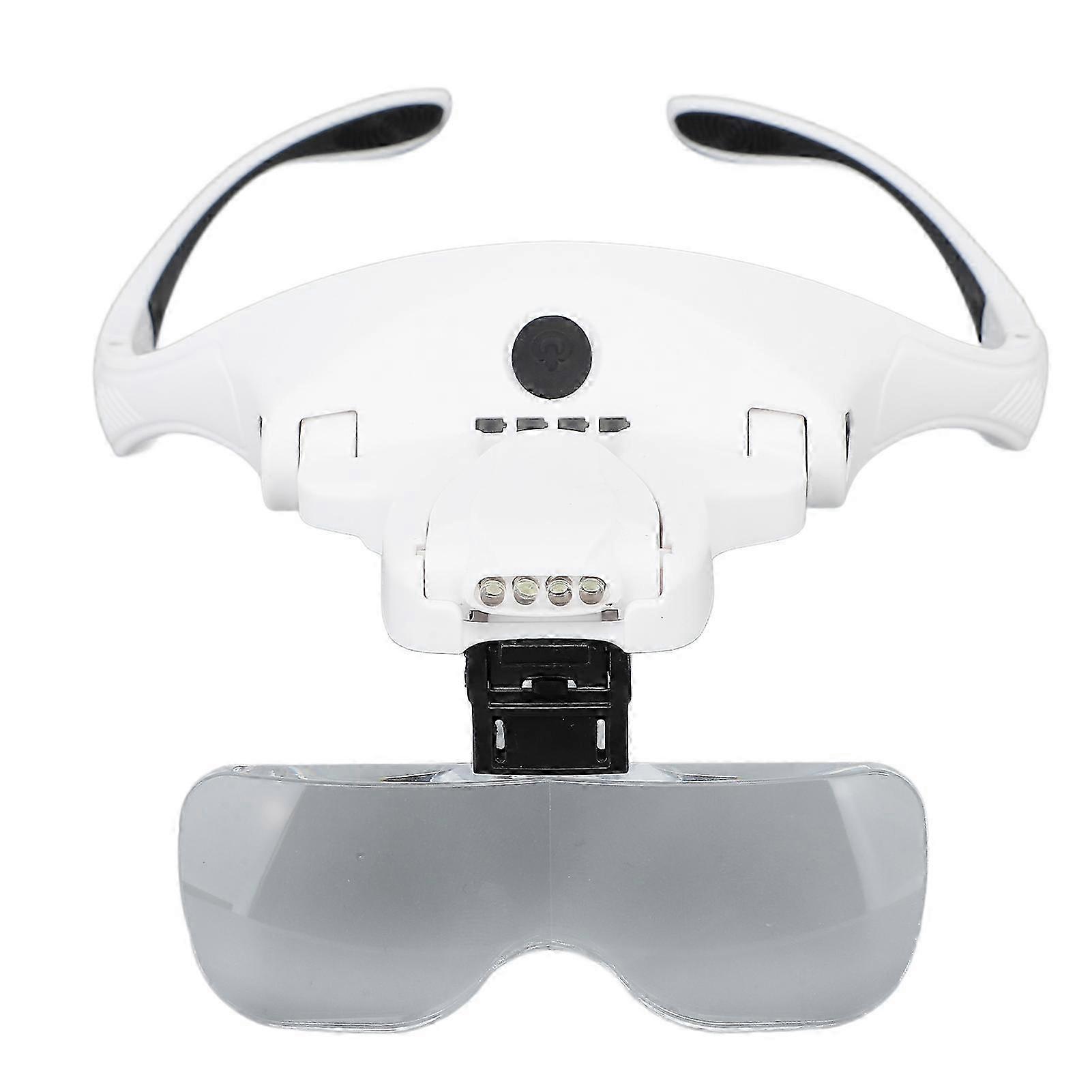 Rechargeable Headband Magnifier Hands Free Head Magnifying Glasses with 4 LED Lights 5 Detachable Lenses for Close Work 26s