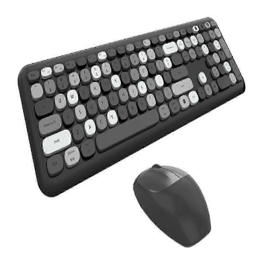 Combinação de teclado e mouse sem fio, teclado de computador retrô de tamanho completo 2.4G para Windows, Mac