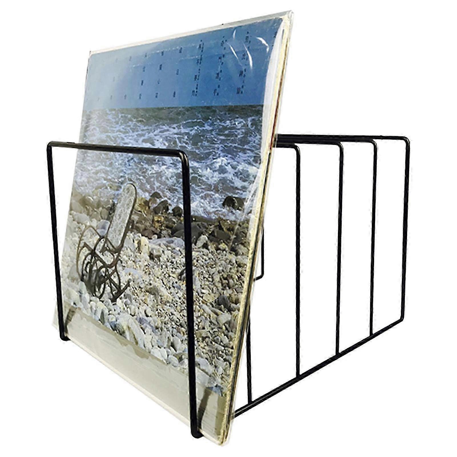 Storage of Records Bookcase - Black Iron File Folder Organizer, Desk Book Storage and Display Stand, Large Size