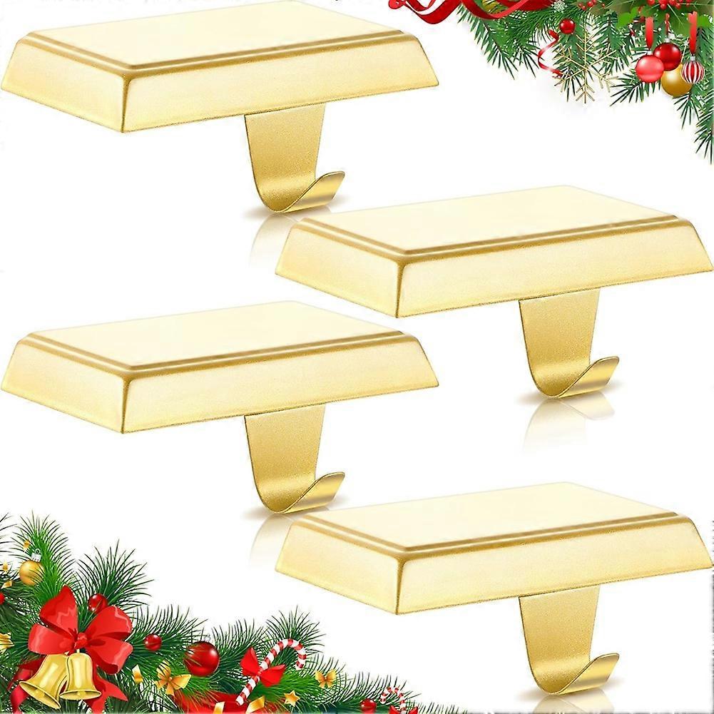 Set of 4 Metal Christmas Stocking Holders Stocking Hook Christmas Ornaments for Counter Tables Window Fireplace