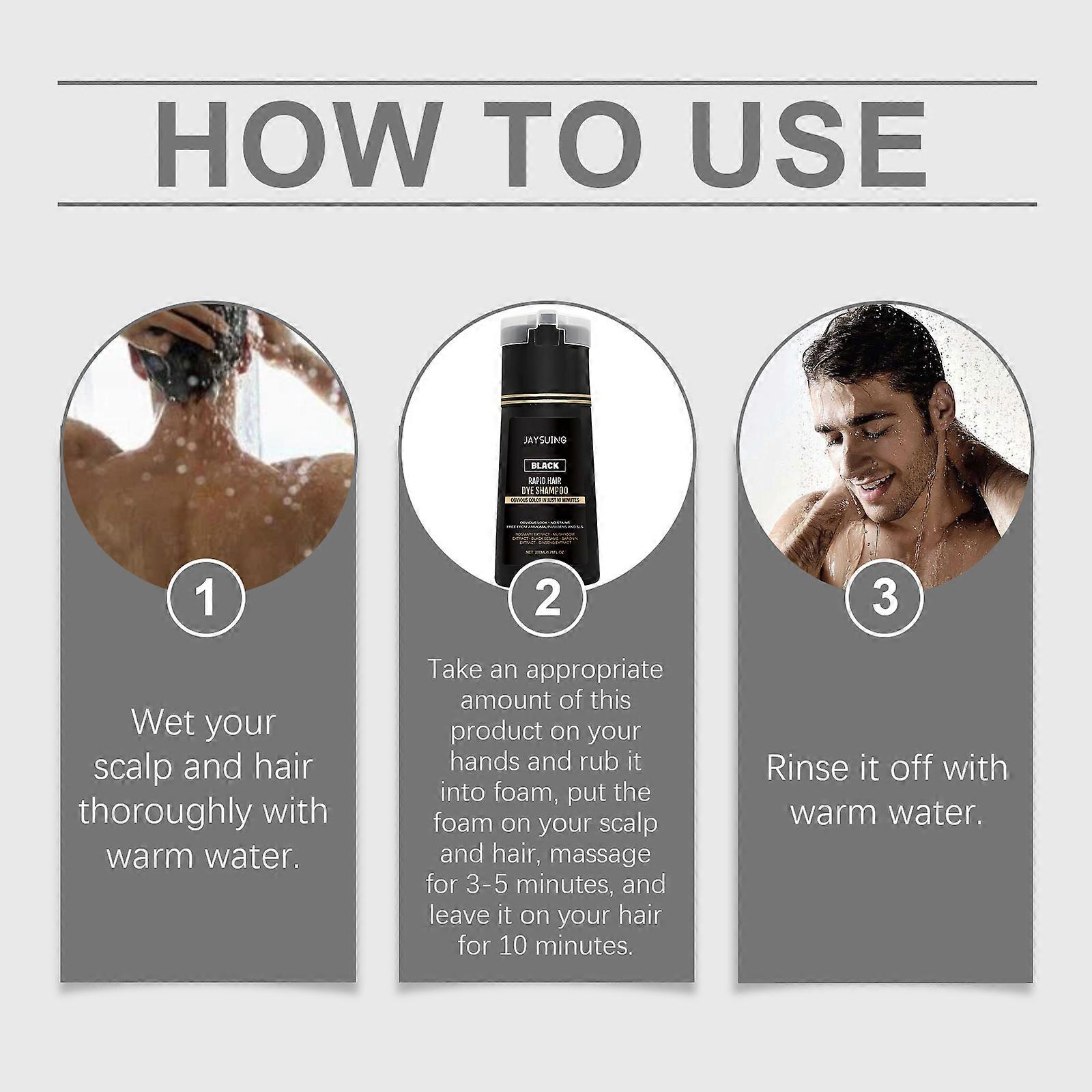 Jaysuing Black Instant Shampoo For Men, Nourishing, Natural And Lustrous, Extracted And Non-Stick To Hands, A Household Shampoo