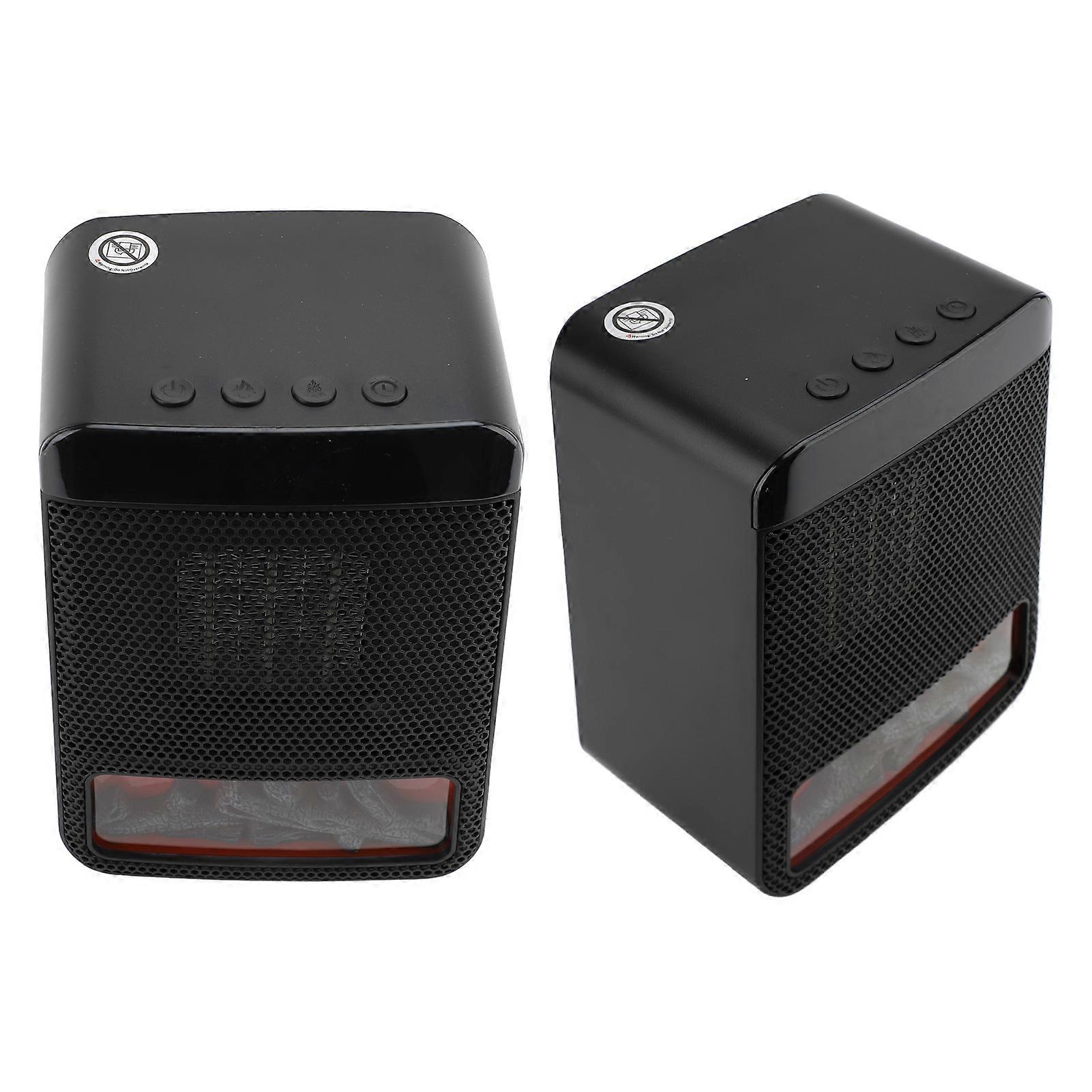 Space Heater 1000W PTC Ceramic Fast Heating Desktop Portable Electric Heater with 3D Realistic Flame Light for Bedroom Office and Indoor Use EU Plug 