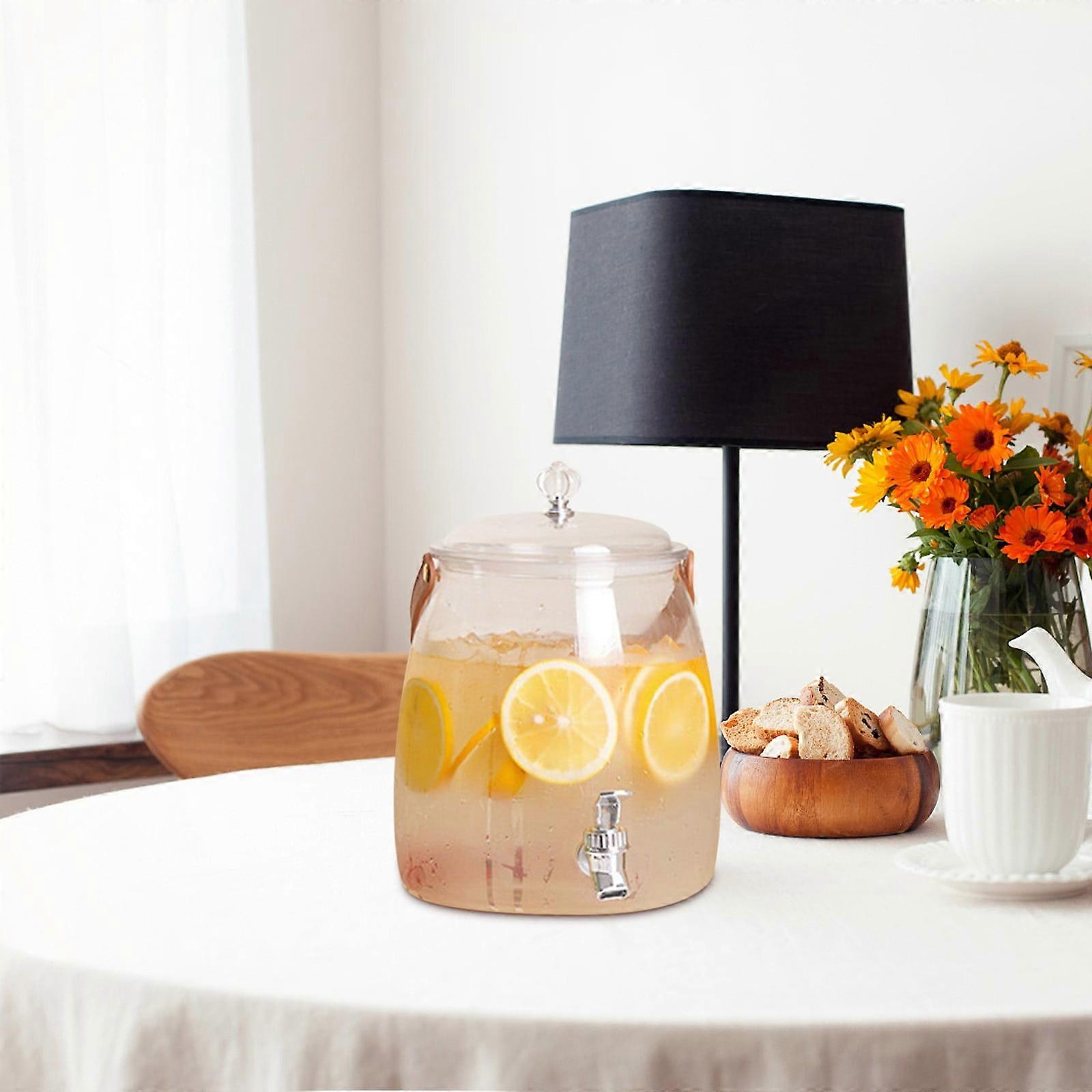 Glass Pitcher with Lid & Handle, Compatible with Handheld Kettle, Festive Serving for Hot/Cold Water, Juice, Lemonade - Clear