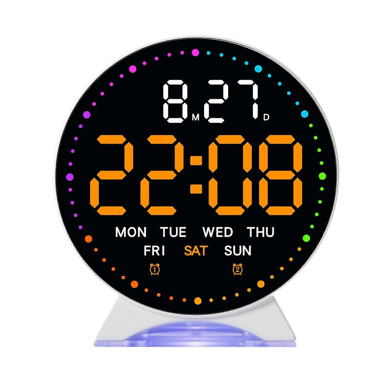 Digital Alarm Clock for Bedroom Electric Desk Clock with Large Number Temperature USB Port Loud Alarm LED Digital Clock Multicolor