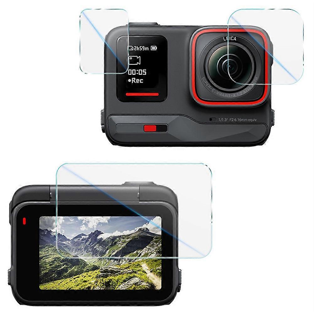IMAK Compatible For Insta360 Ace Pro Tempered Glass Screen Protector + Lens Film Set with Self Positioning Frame