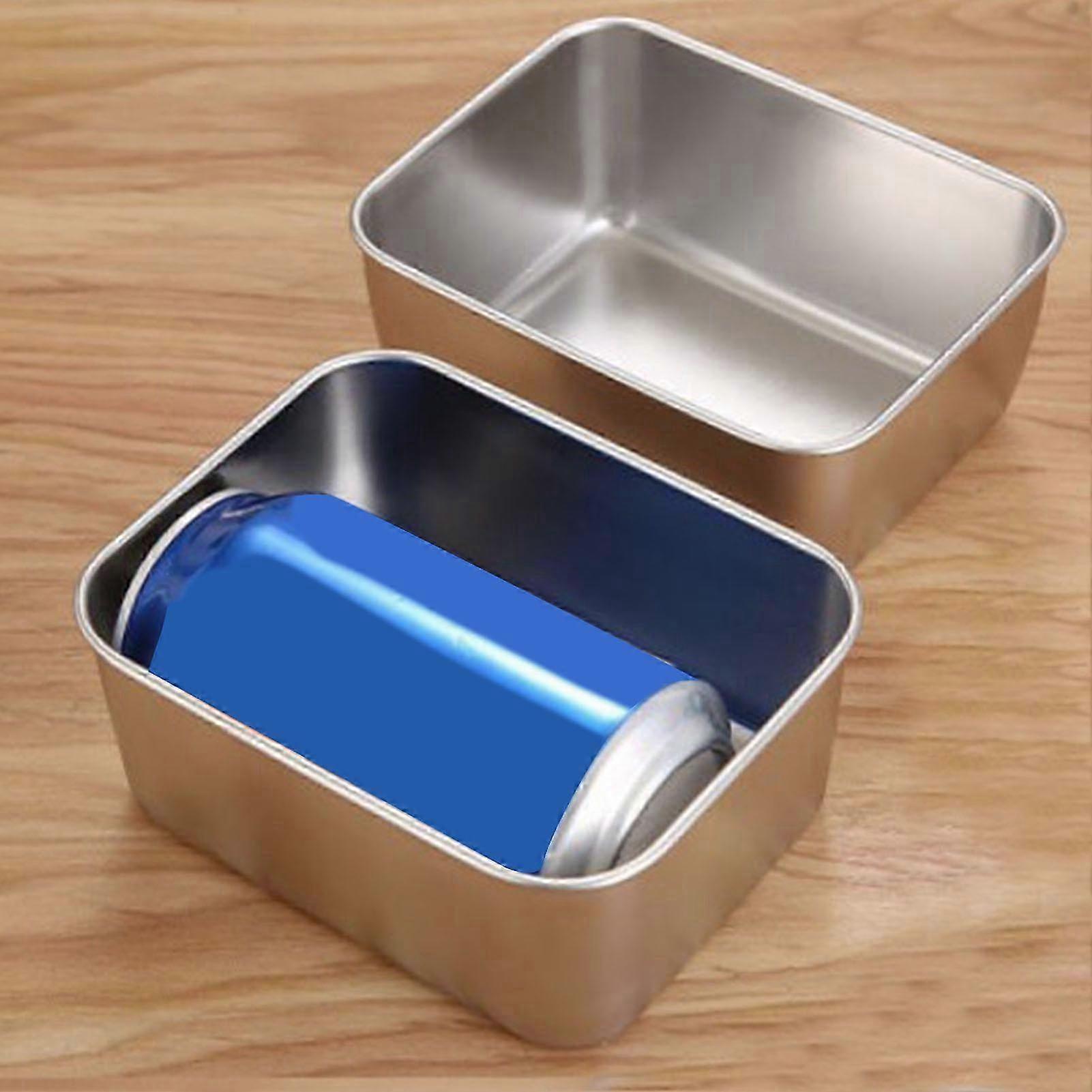 ステンレススチール製長方形の食品容器、ホーム&レストラン用の蓋付き気密キッチン収納ボックス