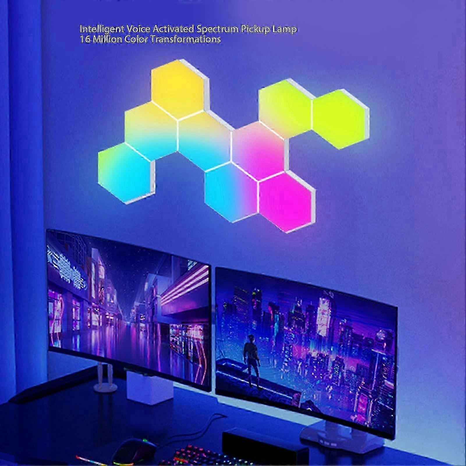 z 12 Sets Hexagonal Light Panel 16 Million Colors RGB LED Music Rhythm Synchronization