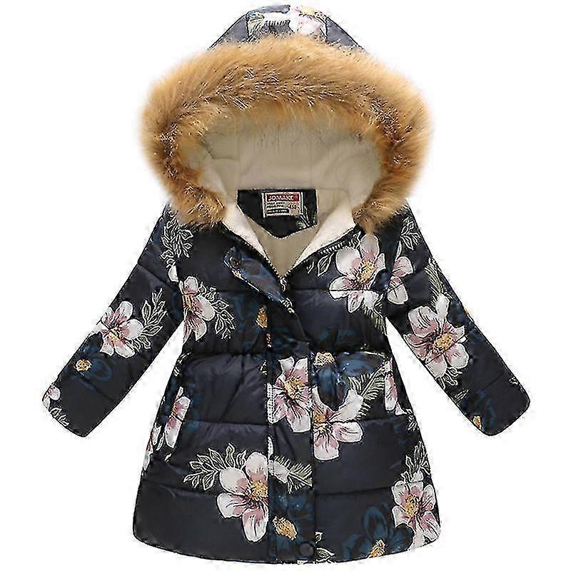 Crianças Meninas Inverno Faux Fur com capuz Parka Coat Puffer acolchoado Down Jacket-mxbc