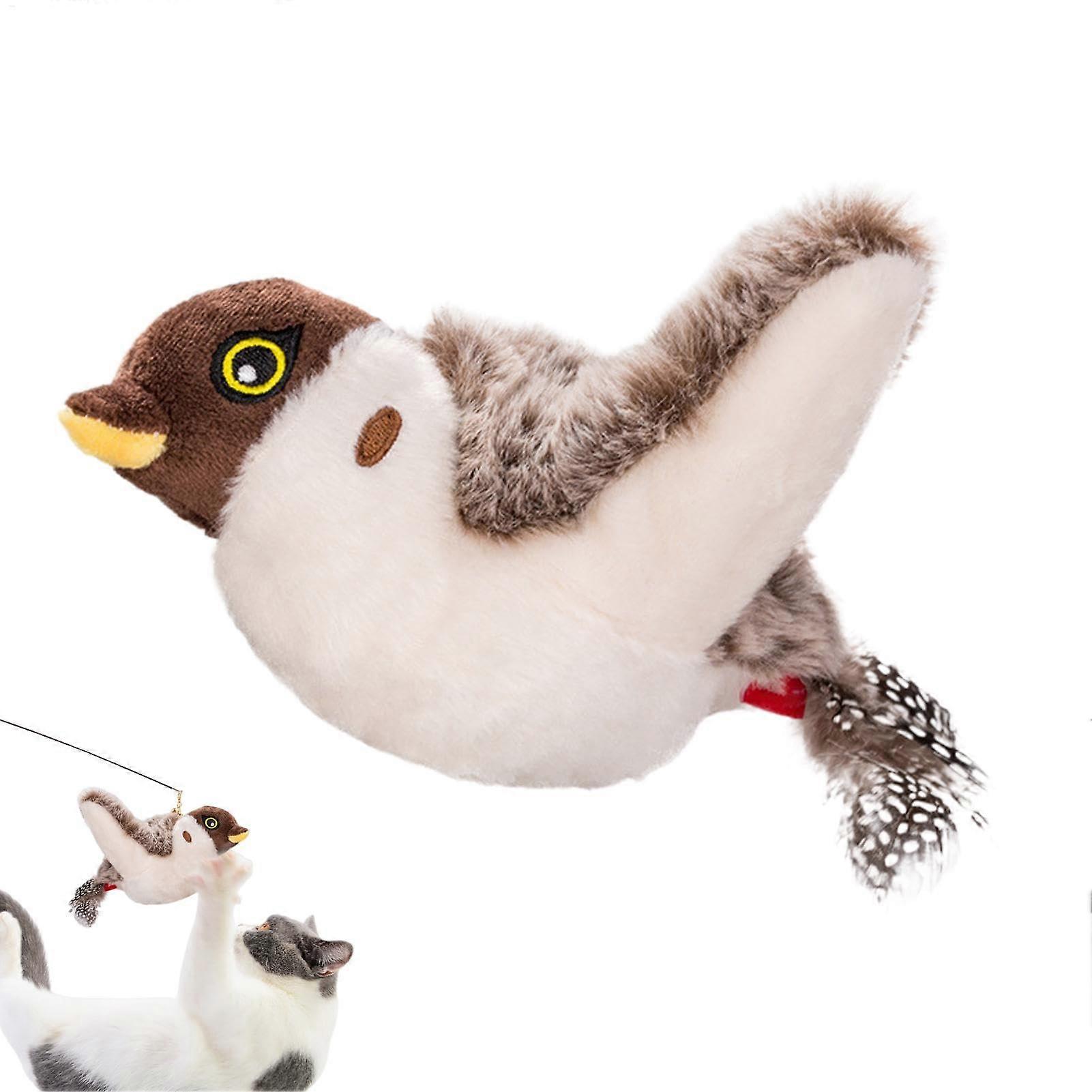 Cat Toy Bird Interactive Sparrow Catnip Toy USB Rechargeable Indoor Chirping Flapping Simulation Bird Toy For Cats