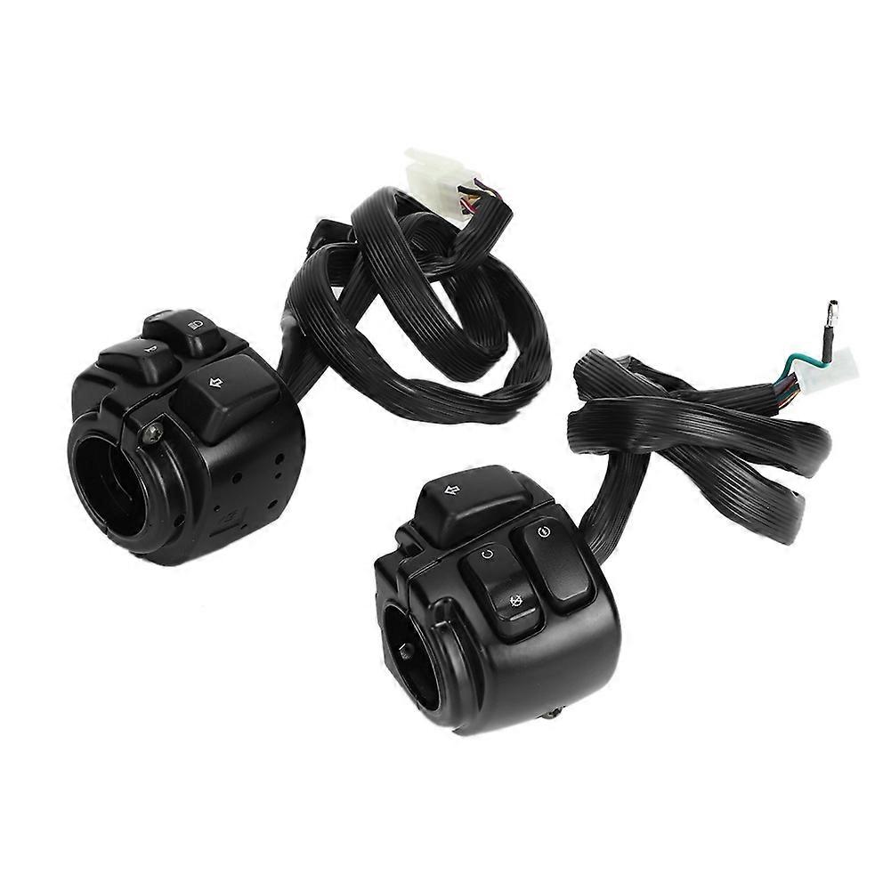 2pcs Motorcycle High Low Beam Handlebar Control Switch with Wiring HarnessBlack